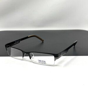 Robert Mitchel Eyeglasses Frame RM711-BK Mens Black Half Rim Rectangle 52-17-140